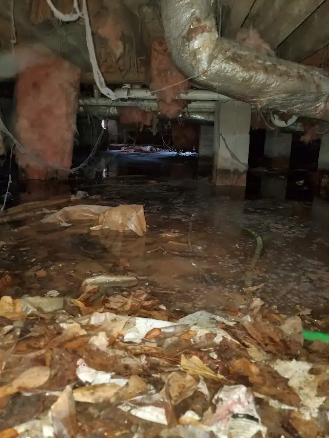 Crawl space flood assessment for Commercial Water Damage Restoration in Utica