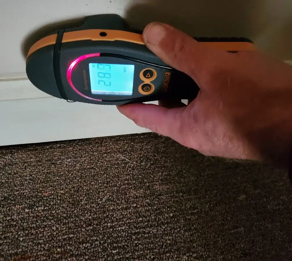 Moisture detection at baseboard during Sewage Cleanup & Sanitation in Utica